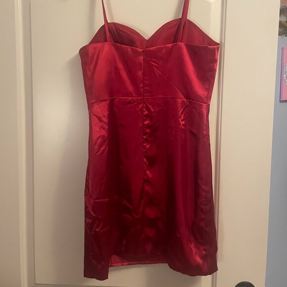 Wine Red Formal Spaghetti Strap Mini Dress-Size Medium - Picture 2 of 7